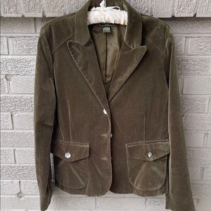 Eddie Bauer Dark Olive Green Velvet Women's Blazer- 14
